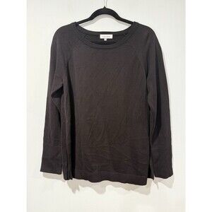 Calvin Klein Sweater Womens Small Black Slits Stretch Travel Minimal Base Layer